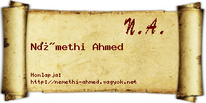 Némethi Ahmed névjegykártya